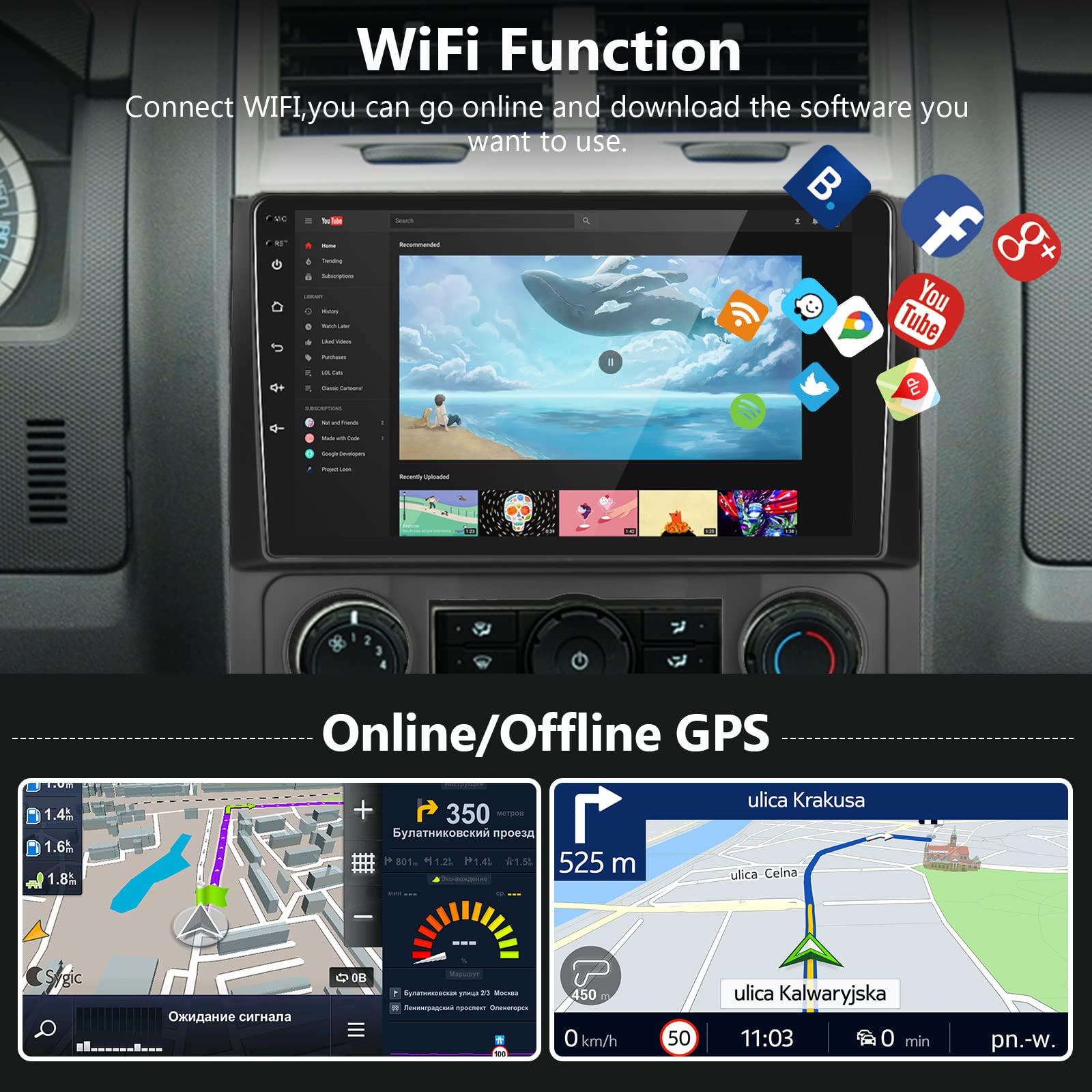 Android Car Stereo for Ford Escape/Kuga & Mazda Tribute 2007-2012 - Wired/Wireless CarPlay & Android Auto, 9