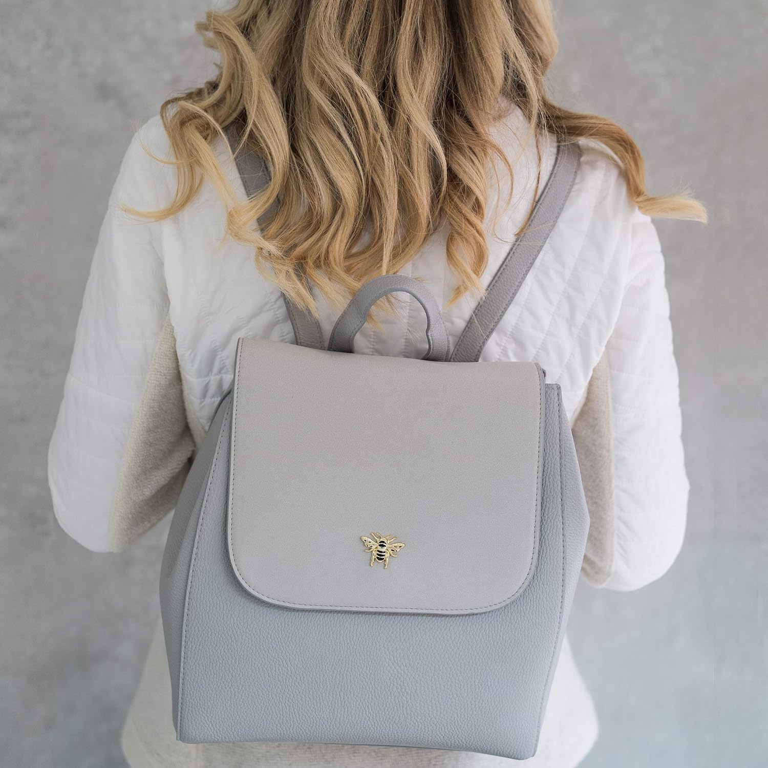 Ladies Backpack with Gold bee Embelishment by Alice Wheeler (Grey) - Image 3