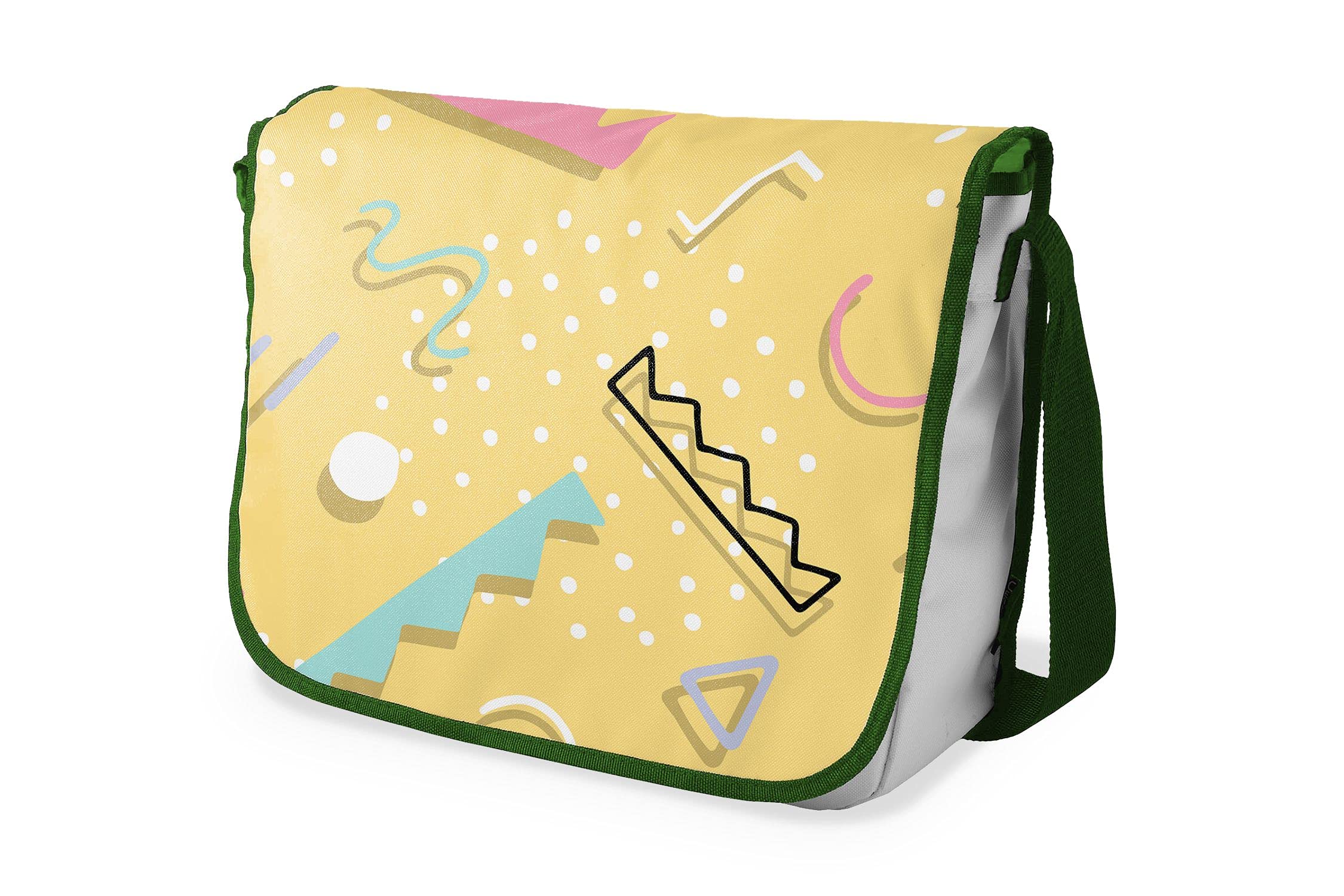 Bonamaison Digitally Printed Messenger School Bag with Khaki Strap for Students, Cross Body Bag, Courier Bag, Shoulder Bag for School, Back to School, Size: 29x36 Cm