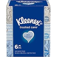Kleenex Trusted Care Everyday Facial Tissues, 6 Rectangular Boxes, 144 Tissues per Box (864 Tissues Total)