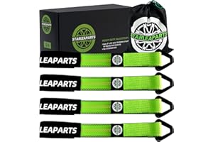 STARLEAPARTS 4 Pack Axle Tie Down Straps with Protective Sleeve - 2 Inch x 38 Inch - Axle Straps Heavy Duty with Larger D Rings - 10,000lbs Premium Axle Straps for Truck, ATV, Trailer, UTV