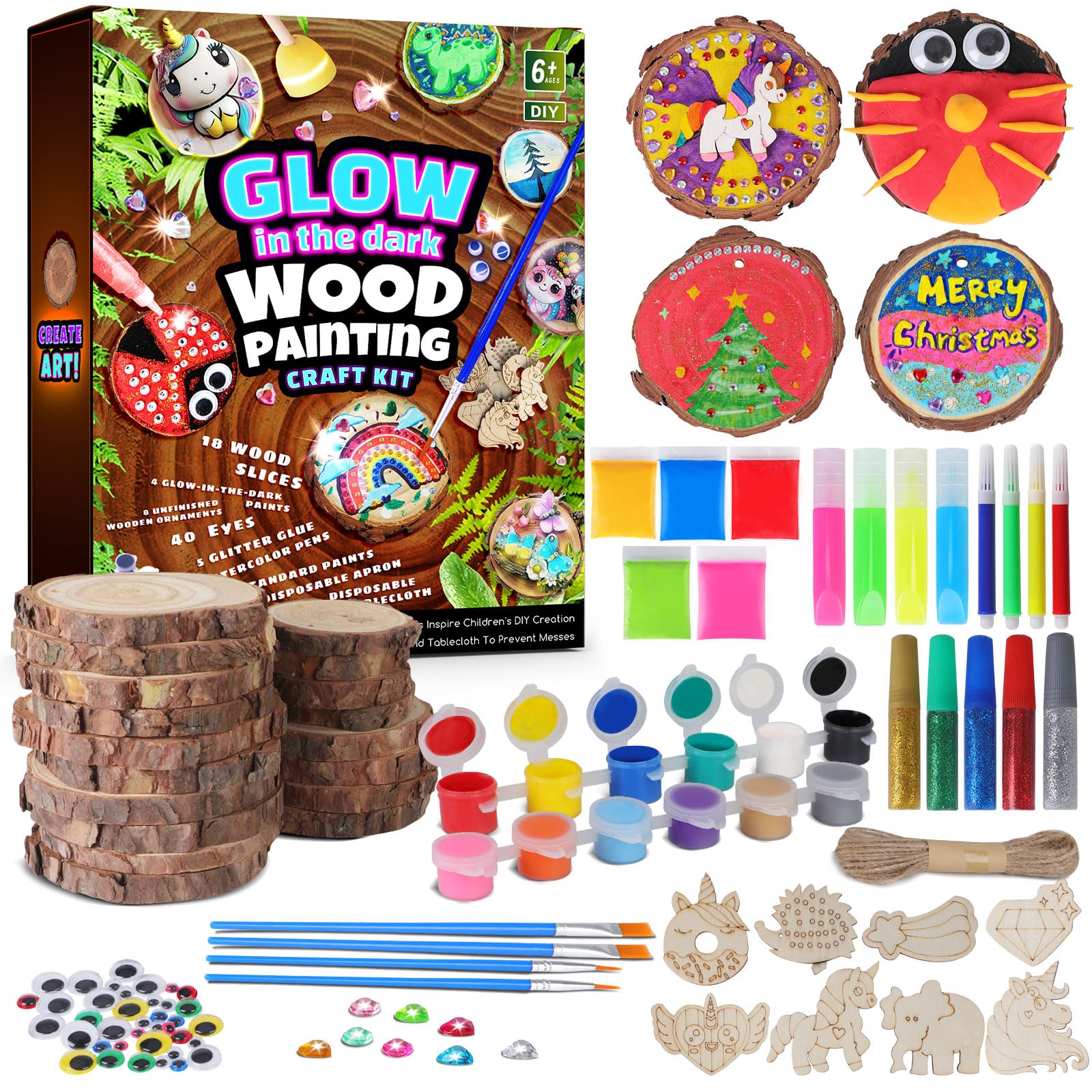 EPUMP Kids Wooden Painting Kit - Glow in The Dark Arts and Crafts ...