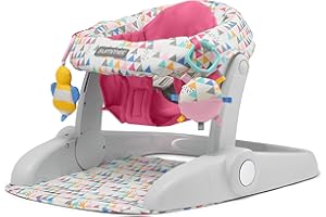 INGENUITY Summer Infant Learn-to-Sit 2-Position Floor Seat (Funfetti Pink) – Sit Baby Up in This Adjustable Baby Activity Seat Appropriate for Ages 4-12 Months – Includes Toys