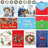 ceiba tree Holiday Cards with Envelopes Happy Holidays Cards Bulk Stickers 24 PCS 4x6 inch Message Inside Christmas