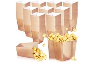 MEANPLAN 200 Pcs Popcorn Boxes Mini Paper Popcorn Box Cardboard Popcorn Container for Party Disposable Snack Candy Popcorn Bags Popcorn Holder for Birthday Wedding, 2.2 x 4.2 x 3 In (Rose Gold,Simple)