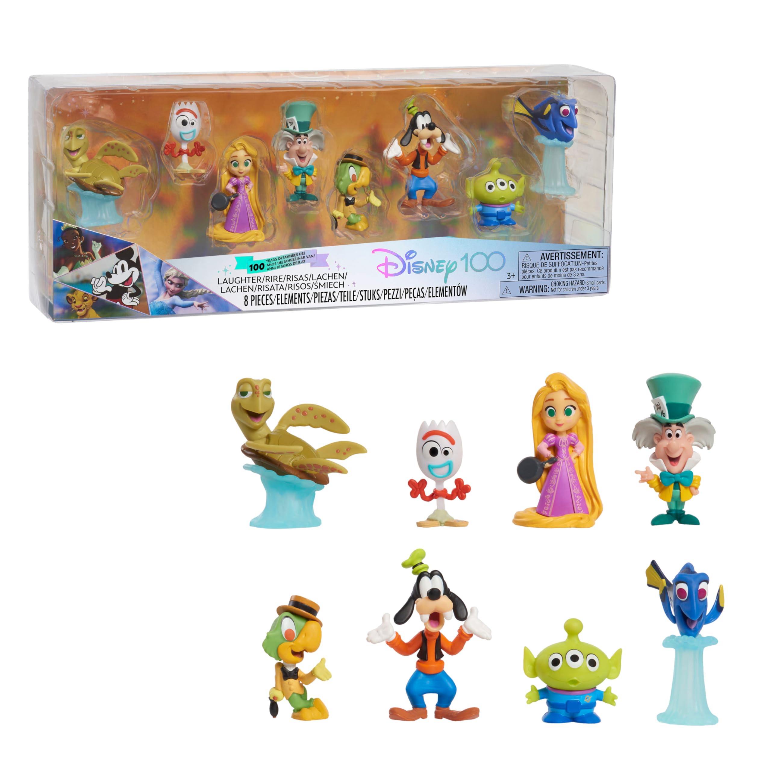 Just Play Disney100 Years of Laughter Celebration Collection Limited Edition 8-Piece Figure Pack, Kids Toys for Ages 3 Up