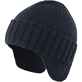 Home Prefer Mens Winter Hat Knit Earflap Hat Stocking Caps with Ears Beanie Hat