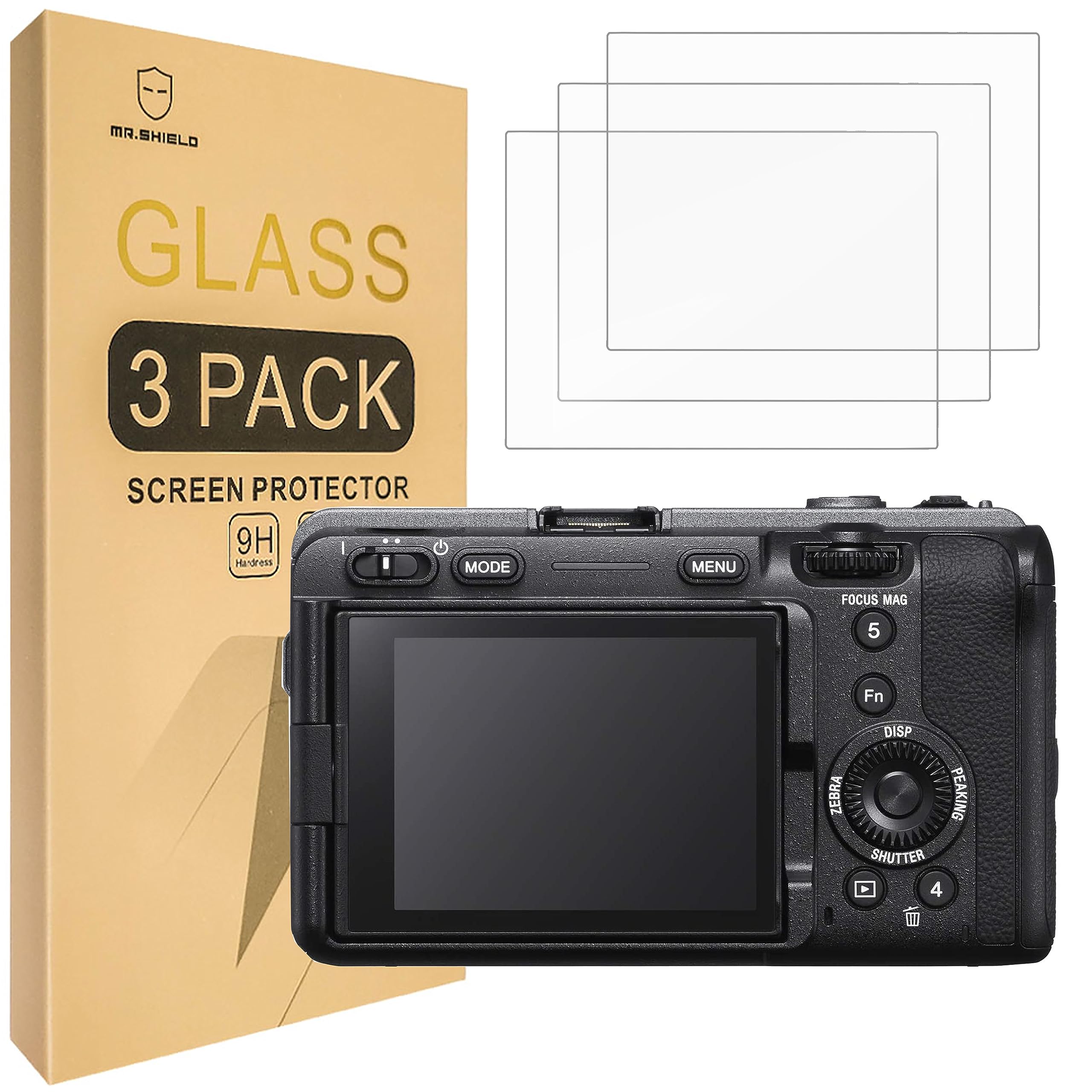 Mr.Shield Screen Protector For Sony Alpha FX3 ILME-FX3 / FX3A [Tempered Glass] [9H Hardness] [3-Pack] Screen Protector