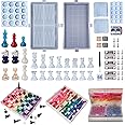 Resin Chess Set Mold,Upgraded 3 in 1 Chess Checkers Backgammon Molds for Epoxy Resin,3D Full Size Silicone Chess Pieces and Chess Board Molds for Resin Casting, DIY Art Crafts(Folding)