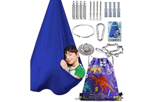 LIZZNOE Indoor Therapy Sensory Swing, Special Needs Joy Cuddle Ceiling Snuggle Swings, Outdoor Room Adjustable Fabric Hammock, Aspergers, ADHD, Autism, Sensory Integration, Kids Boy Girl Children Teens Gift