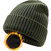 ZTL M/L/XL/XXL Merino Wool Beanie for Men Women, Fleece Lined Large Winter Hat, Big Knitted Cuffed Beanie Ski Skull Cap