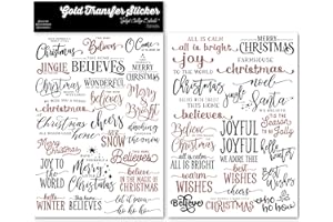 CATAIREEN Vintage Rub On Transfers for Crafts DIY Glass Stickers 2 Sheets Furniture Decals Alphabet Number Watercolor Floral Sentence Elements (Holiday Sentence 2)