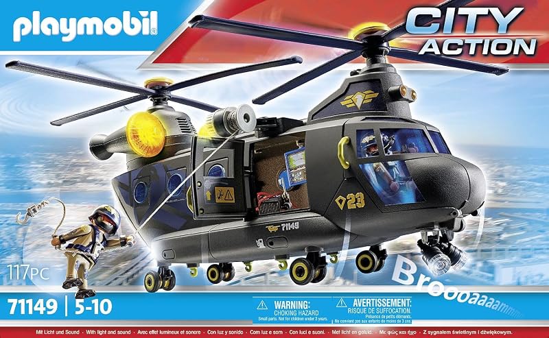 City Action 71149 Forças Especiais Banana Helicopter, com módulo de luz e som, Brinquedos para crianças a partir dos 5 anos