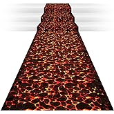 Pinkunn 1 Pcs Lava Runner Plastic Volcano Floor Party Decoration | 24 X 10 ft Hot Coals Aisle Cover, Themed Tablecloth Floor for Fire Volcano Birthday Halloween, Disposable Decoration