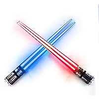 LIGHTSABER CHOPSTICKS LIGHT UP STAR WARS LED Glowing Light Saber Chop Sticks REUSABLE Sushi Lightup Sabers Red and Blue…