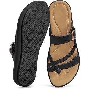 Aomigoct Women Sandals Comfortable Slides: Breathable Non-Slip Walking Sandals for Summer Dressy - Ladies Casual Shoes Indoor