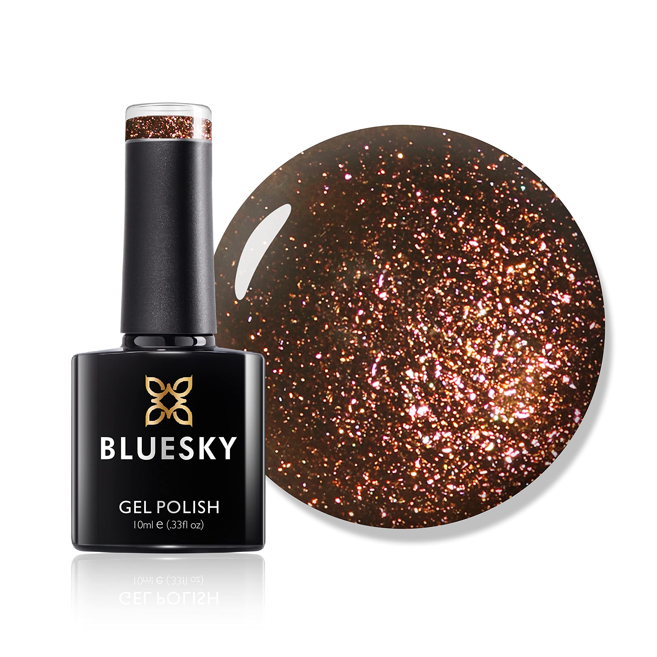 Bluesky Gel Nail Polish, Frosty Chocolate Jq11, Brown, Chocolate, Dark, Glitter, Long Lasting, Chip Resistant, 10 ml (Requires Drying Under UV LED Lamp)