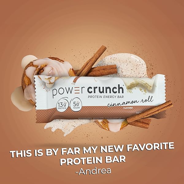 POWER CRUNCH PROTEIN WAFER BARS, HIGH PROTEIN SNACKS WITH DELICIOUS TASTE, CINNAMON ROLL, 1.4 OUNCE (12 COUNT)