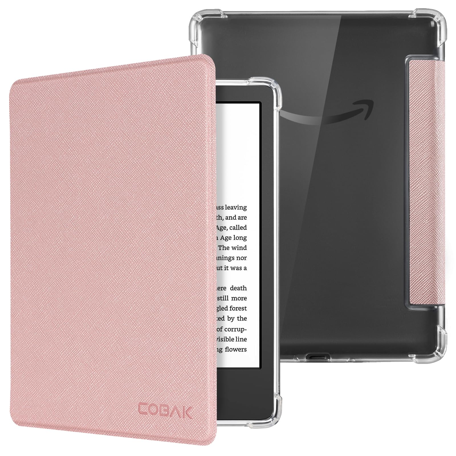 CoBak Case for 6" Kindle 11th Generation 2024 and 2022 - Ultra Slim Lightweight Transparent Clear TPU Back Shell Protective Cover with Auto Wake/Sleep for Kindle, Rose Gold