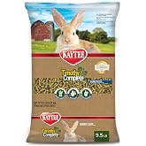 Kaytee Rabbit Food, Timothy Complete Rabbit Food Pellets, 9.5 Pounds | Bunny food for digestion support. Pelleted rabbit feed with timothy hay. High fiber, rabbit pellets, natural chewing