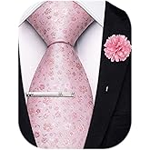 Hi-Tie 63 inches Striped Paisley Extra Long Ties for Men Silk Necktie with Lapel Pin Tie Clip Big and Tall Men Formal Wedding