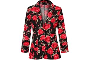 Unifizz Womens Casual Work Office Blazer Pockets Buttons Suit Jacket 3/4 Sleeve