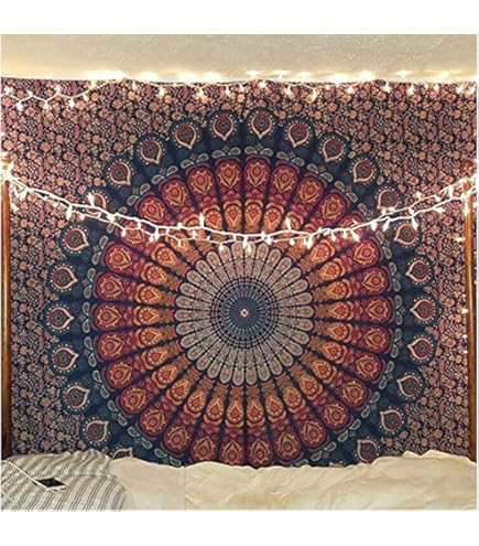 Lot De 33 Tentures Murales Hippie Mandala - Coton Imprimé - 77x102 Cm