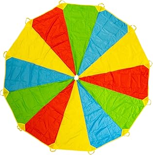 12ft/ 3.6m Schwungtuch Fallschirm Spielzeug - Regenbogen Parachute 24 Griffen Gymnastik Geschicklichkeit Turnen - ideale Aktivität in Innenräumen für Kinder - für stundenlanges Spiel und Unterhaltung