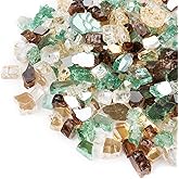 GASPRO 10 lbs Fire Glass for Propane Fire Pit, 1/2-Inch Reflective Fireplace Glass Rocks for Fire Pit Table, Gold Copper Green