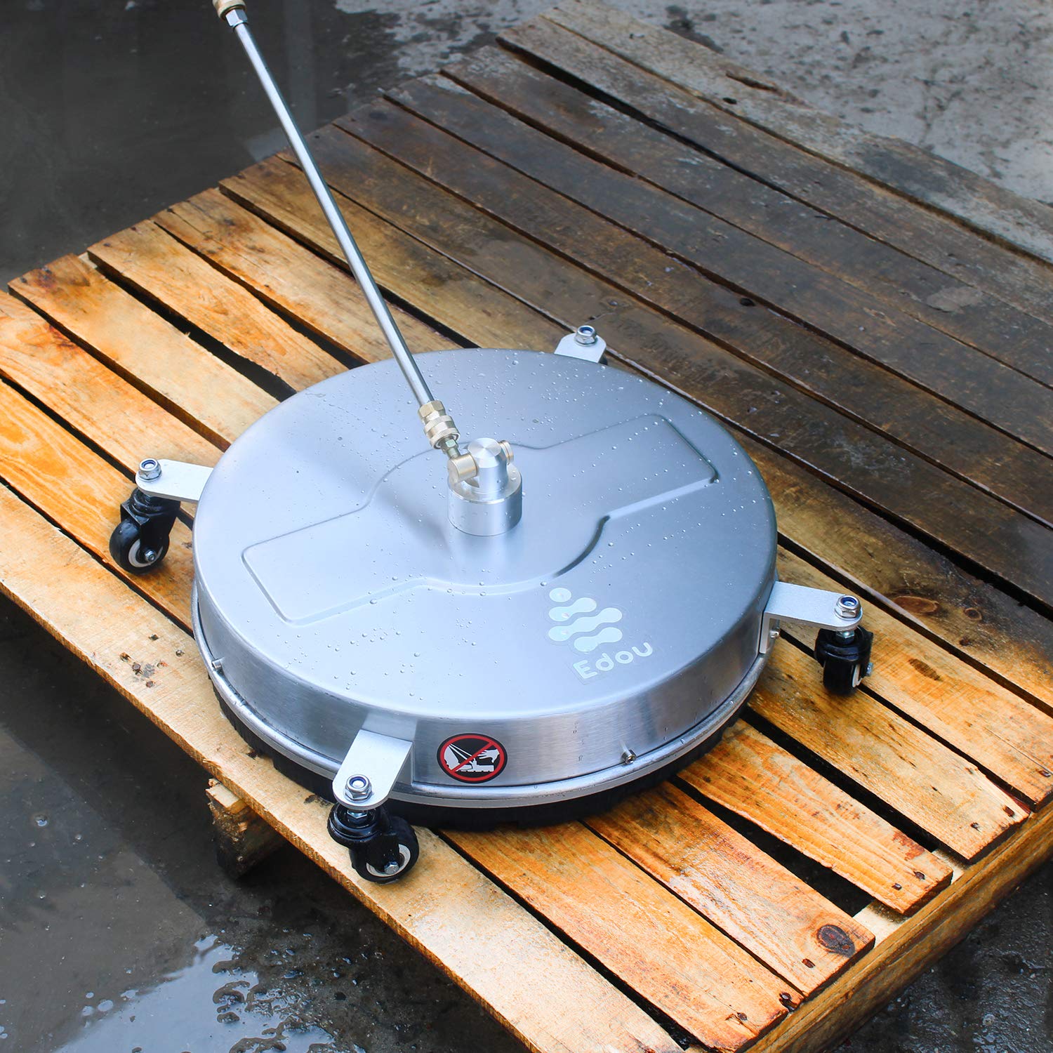 EDOU 18'' Pressure Washer Surface Cleaner Power Washer Attachment with 2 Extension Wand and 2 Replaceable Nozzles,4000 PSI