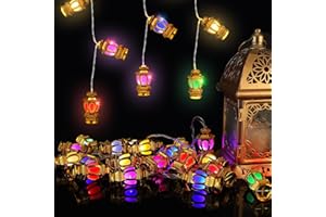 ANPHSIN Ramadan Eid String Light- 9.8ft 20LEDs Battery Operated Mubarak Islam Decorative Indoor Colourful Lantern Lights with 2 Flash Modes for Muslim Islamic Home Garden Patio Decor Supplies