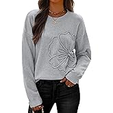 IWD 3D Floral Sweaters for Women Crew Neck Long Sleeve Pullover Sweater Cozy Knit Tops 2026
