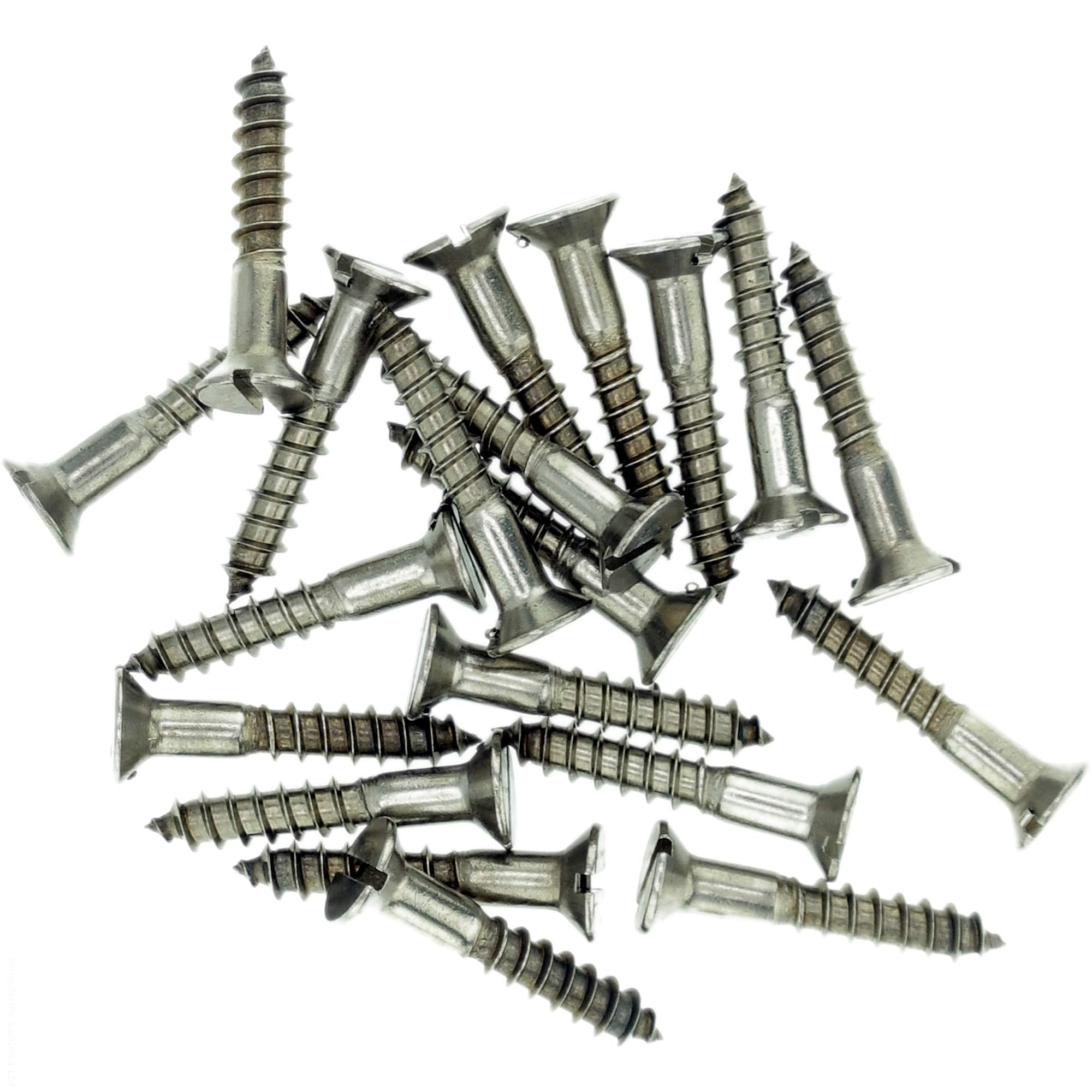 No.4 x 1.18 (3.0mm x 30mm) Slot Countersunk Wood Screw - Stainless Steel (A2) (Pack of 20)