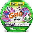 Gain Flings Laundry Detergent Pacs Moonlight Breeze Scent with Odour Defense, 76 Count