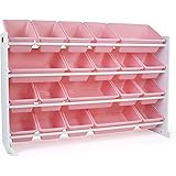 Humble Crew Kid's Toy Organizer, 20 Storage Bins, White/Pink