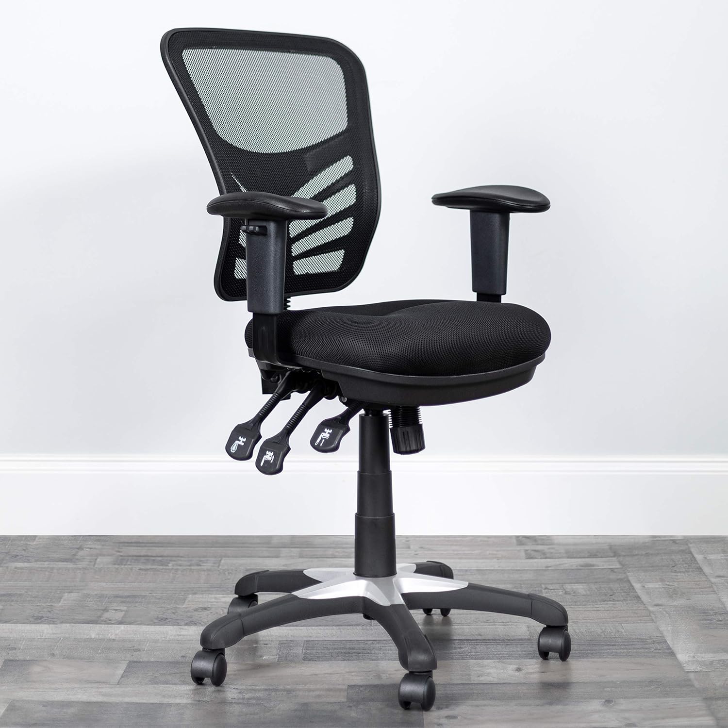 Flash Furniture Mid-Back Black Mesh Multifunction Executive Swivel Ergonomic Office Chair with Adjustable Arms: Kitchen & Dining