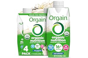 Orgain Organic Nutritional Shake, Vanilla Bean - Meal Replacement, 16g Protein, 20 Vitamins & Minerals, Gluten Free, Soy Free, Kosher, Non-GMO, 11 Ounce, 4 Count (Packaging May Vary)