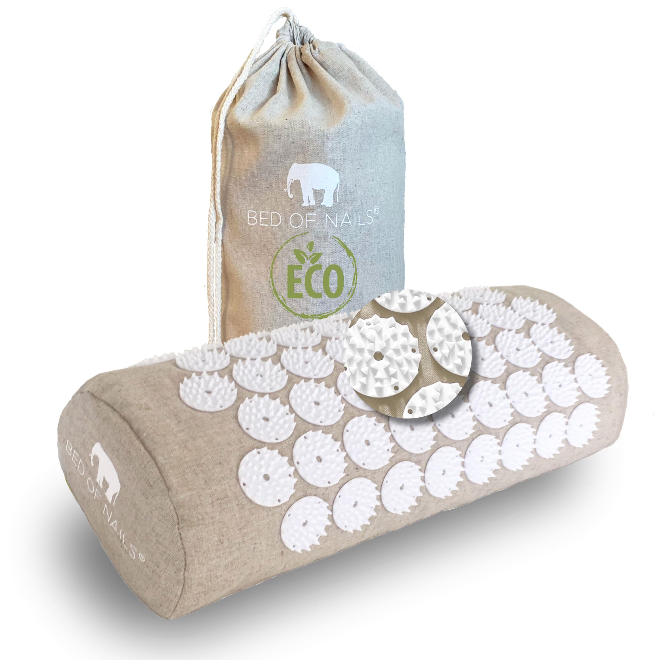 Bed of Nails Original ECO Acupressure Pillow Massage Pillow with 2,142 Pressure Points Pillows for Neck and Shoulder Pain, Back Pain and Stress Relief, Bolster Pillow, Carry Bag, Size 38 x 15 x 10 cm