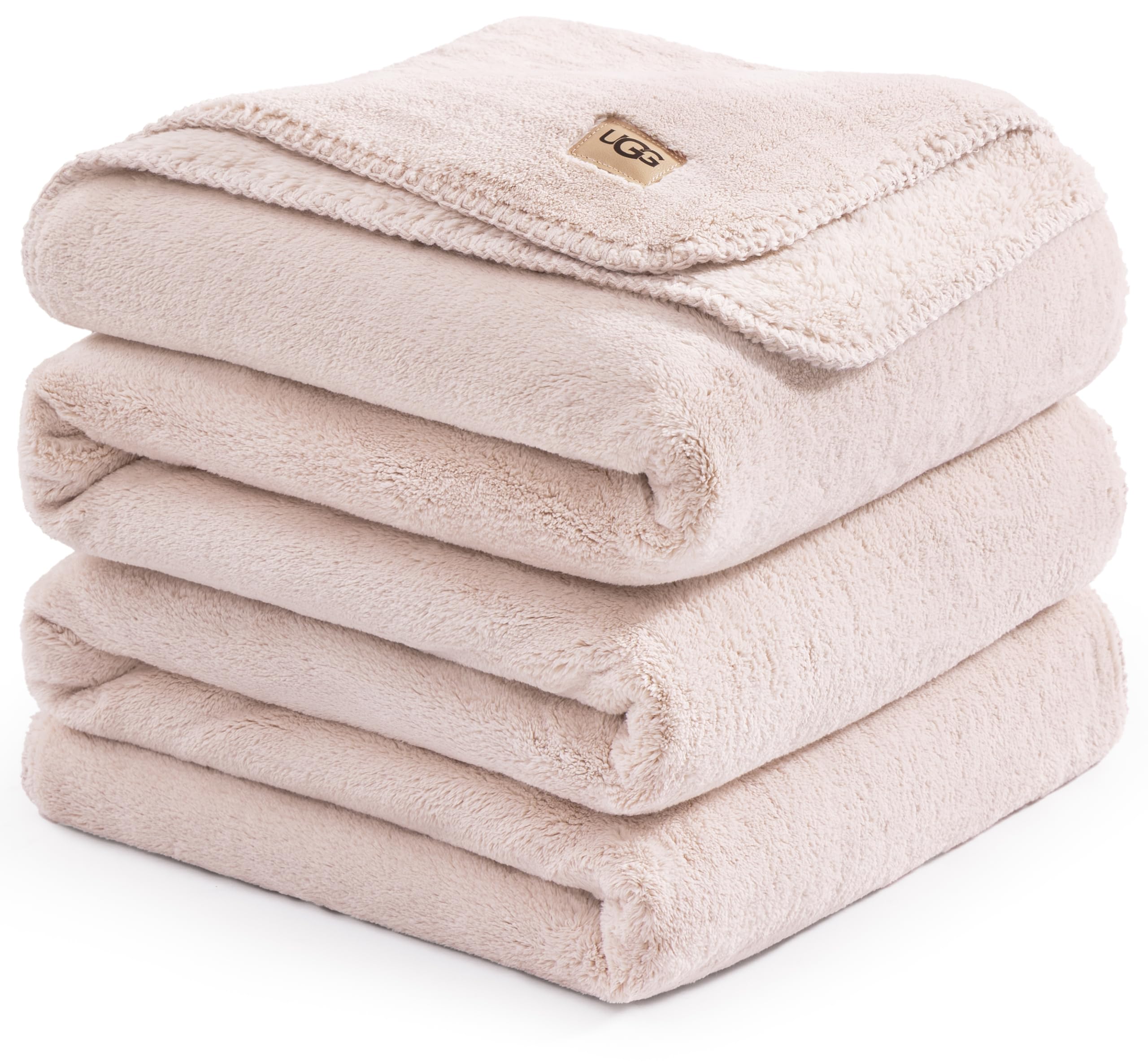 UGG Plush King Size Blanket for Bed, Fleece Cozy Soft Blanket, Luxury Warm Extra Large Throw for Couch, Washable Hypoallergenic California King Throw, 110" x 90", Quartz Pink (Whitecap) Image