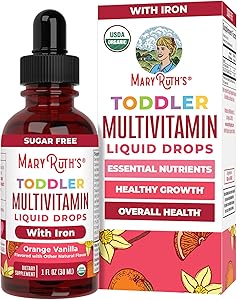 MaryRuth's Multivitamin with Iron for Toddlers for Ages 1-3 | USDA Organic | Immune Support | Bone Health | Growth & Developm