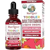 MaryRuth's Organic Toddler Multivitamin Drops with Iron, Vegan, 30 Servings | USDA Organic, Immune Support, Bone Health, Growth &amp; Development, Overall Wellness
