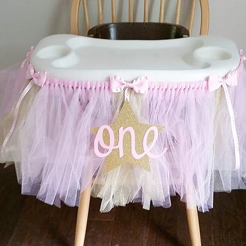 Amazon Com Pink And Gold Tulle High Chair Tutu With A Star