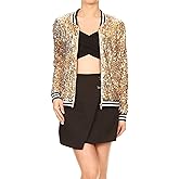 Anna-Kaci Womens Sequin Jacket Bomber Coat 1989 Slitter Outfit For Concert Party