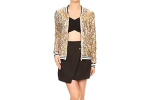 Anna-Kaci Womens Sequin Jacket Bomber Coat 1989 Slitter Outfit For Concert Party