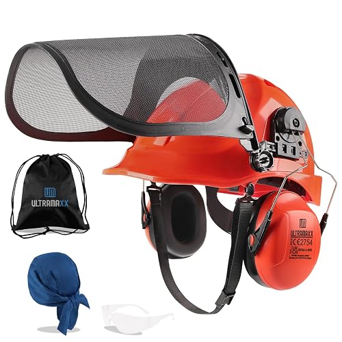 6-in-1 Chainsaw Helmet with Mesh Face Shield and Hearing Protection Ear ...