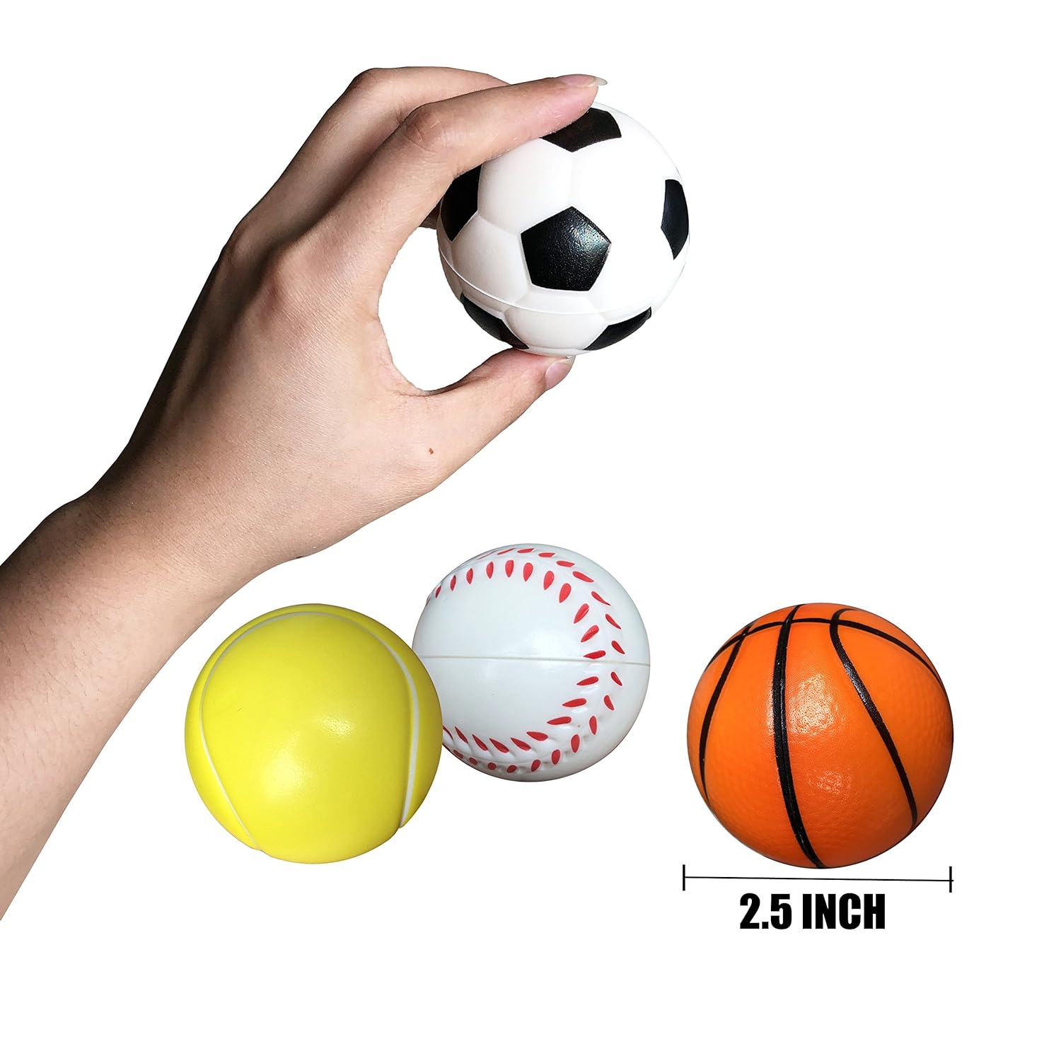 Small Sports Ball for Kids Party Favor 12 Pack Foam Stress Balls Basketball/Baseball/Soccer