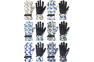 Bencailor 6 Pairs Kids Winter Gloves Waterproof Ski Gloves Boys Girls Warm Snow Snowboard Mittens for Cold Weather Unisex