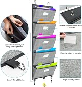 VERONLY Over the Door File Organizer 5 Large Pockets 50.39 Tall view 6