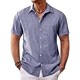 Runcati Mens Button Down Shirt Short Sleeve Casual Summer Beach Wedding Tops