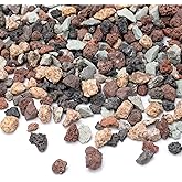 Pulovin 5lbs Mix Horticultural Lava Rocks for Plants, 1/5 Inch Potting Soil Amendment for Succulents, Cacti, Bonsai, Decorative Gravel Plant Drainage Volcanic for Terrarium, Top Dressing
